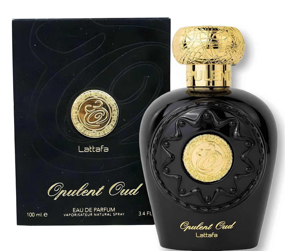 Lattafa Opulent Oud, notas de salida cítricas y azafrán fresco.