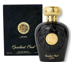 Lattafa Opulent Oud, notas de salida cítricas y azafrán fresco.