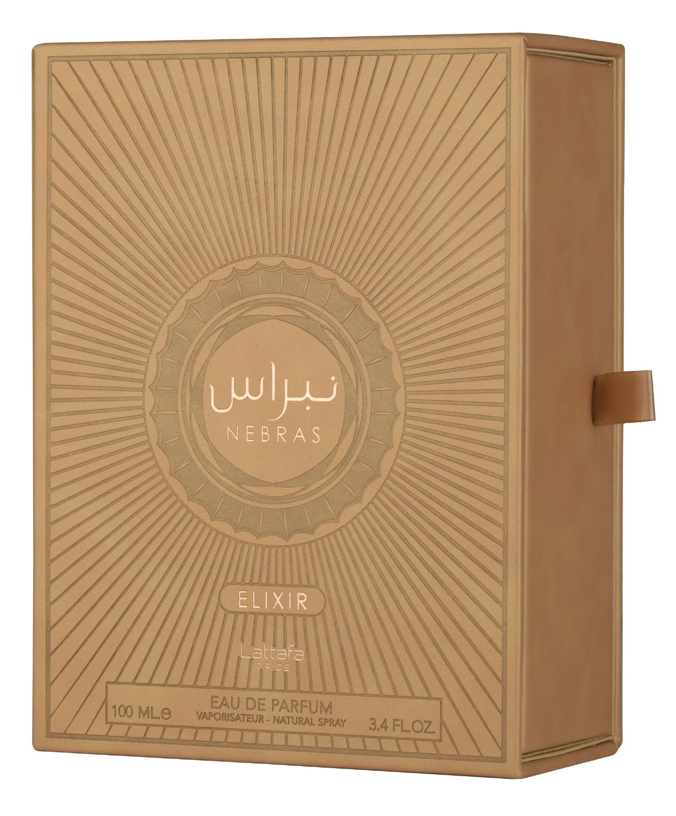 Lattafa Pride Nebras Elixir, tapa detallada para regalo premium.