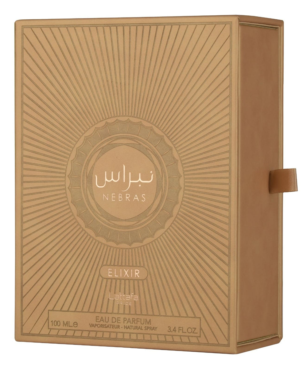 Lattafa Pride Nebras Elixir, tapa detallada para regalo premium.