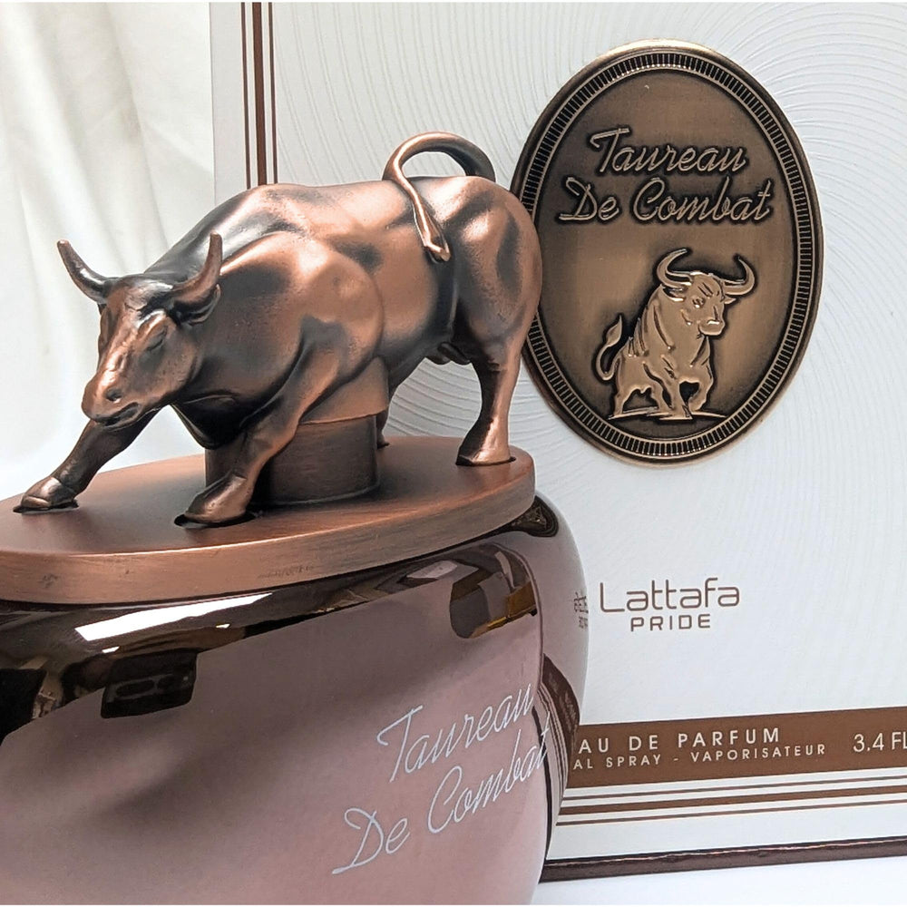 Lattafa Pride Taureau De Combat, empaque lujoso, regalo elegante para amantes de fragancias.