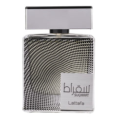 Frasco Lattafa Suqraat, diseño elegante para ocasiones especiales.