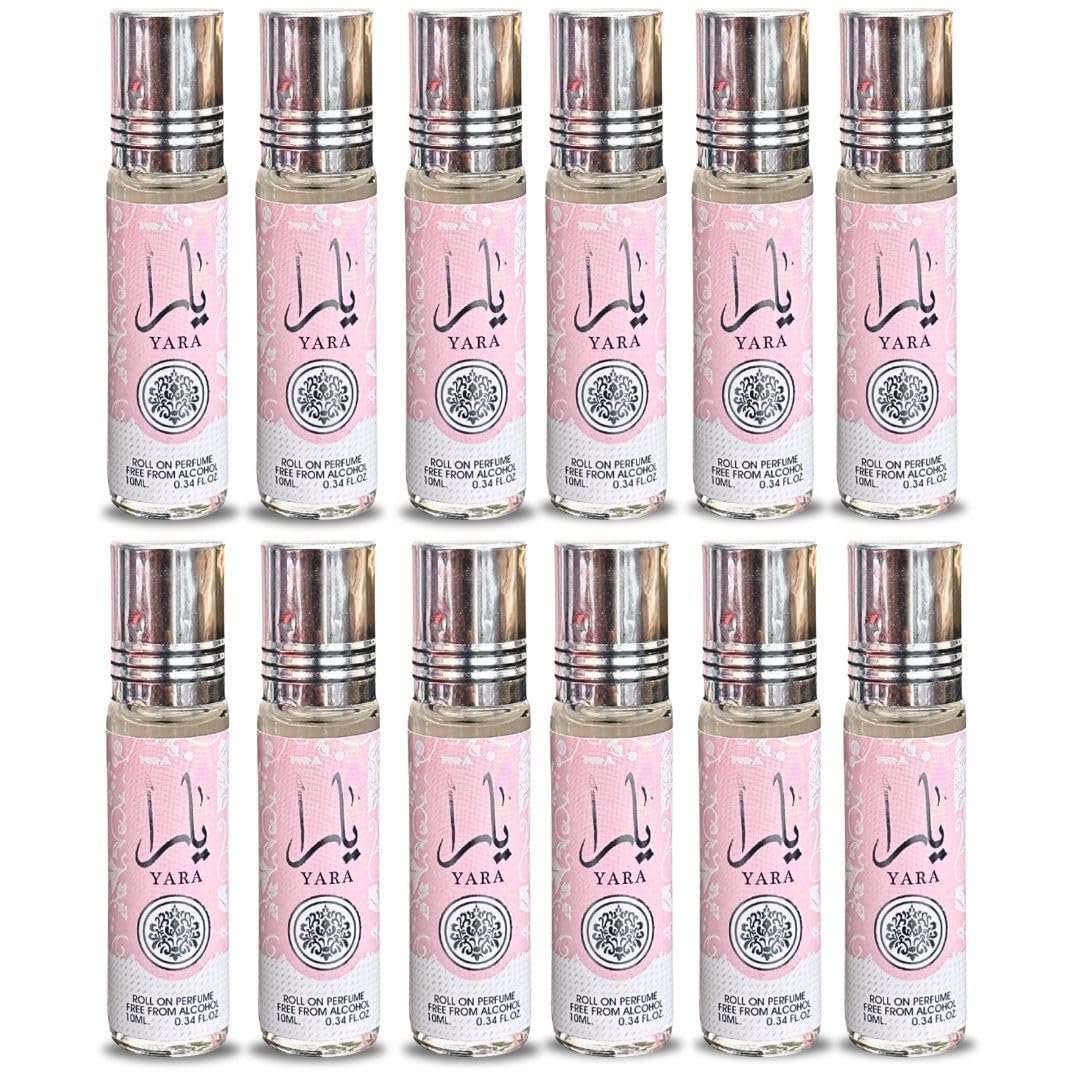 Lattafa Yara Roll-On, bote 10 ml, aroma duradero para uso diario.