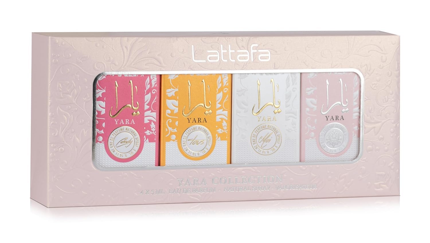 Lattafa Yara Tous, botellita de 5 ml, aroma tropical con notas florales.