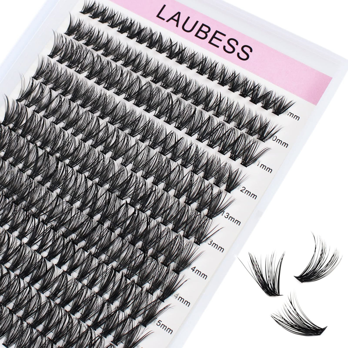Laubess Pestañas agrupadas 240 uds, longitudes combinadas para volumen personalizable.