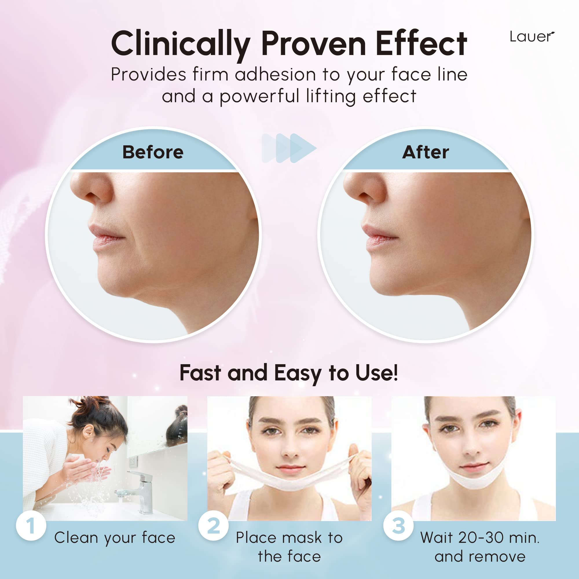 Lauer Cosmetic máscara mentón elevante, aporta firmeza y definición.
