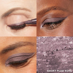 Kajal Laura Geller pigmento rico en tono purpura para look vibrante.