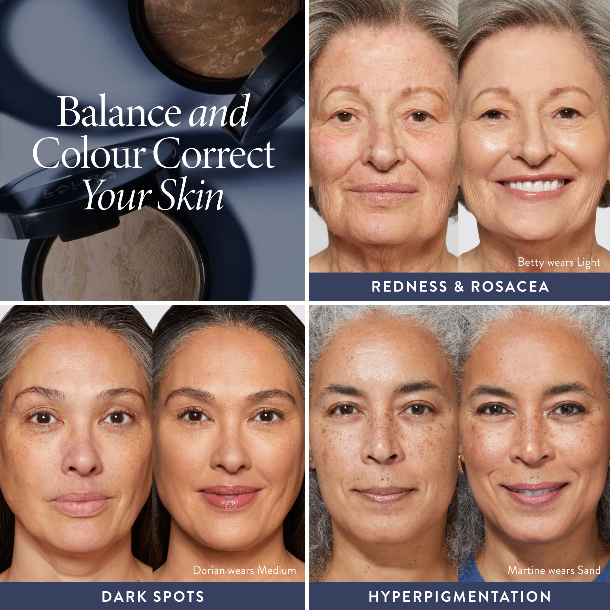 LAURA GELLER NEW YORK Balance-n-Brighten Porcelana: acabado demi-mate natural.
