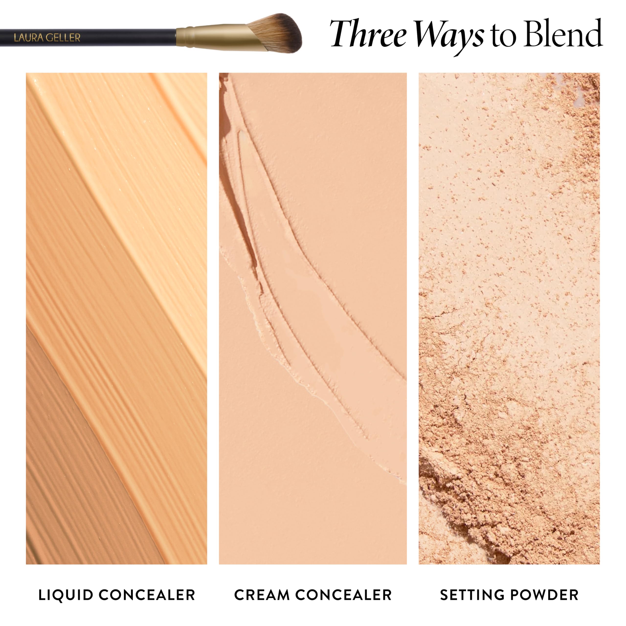 Brocha para aplicar corrector bajo ojos de Laura Geller New York con borde difuminado.
