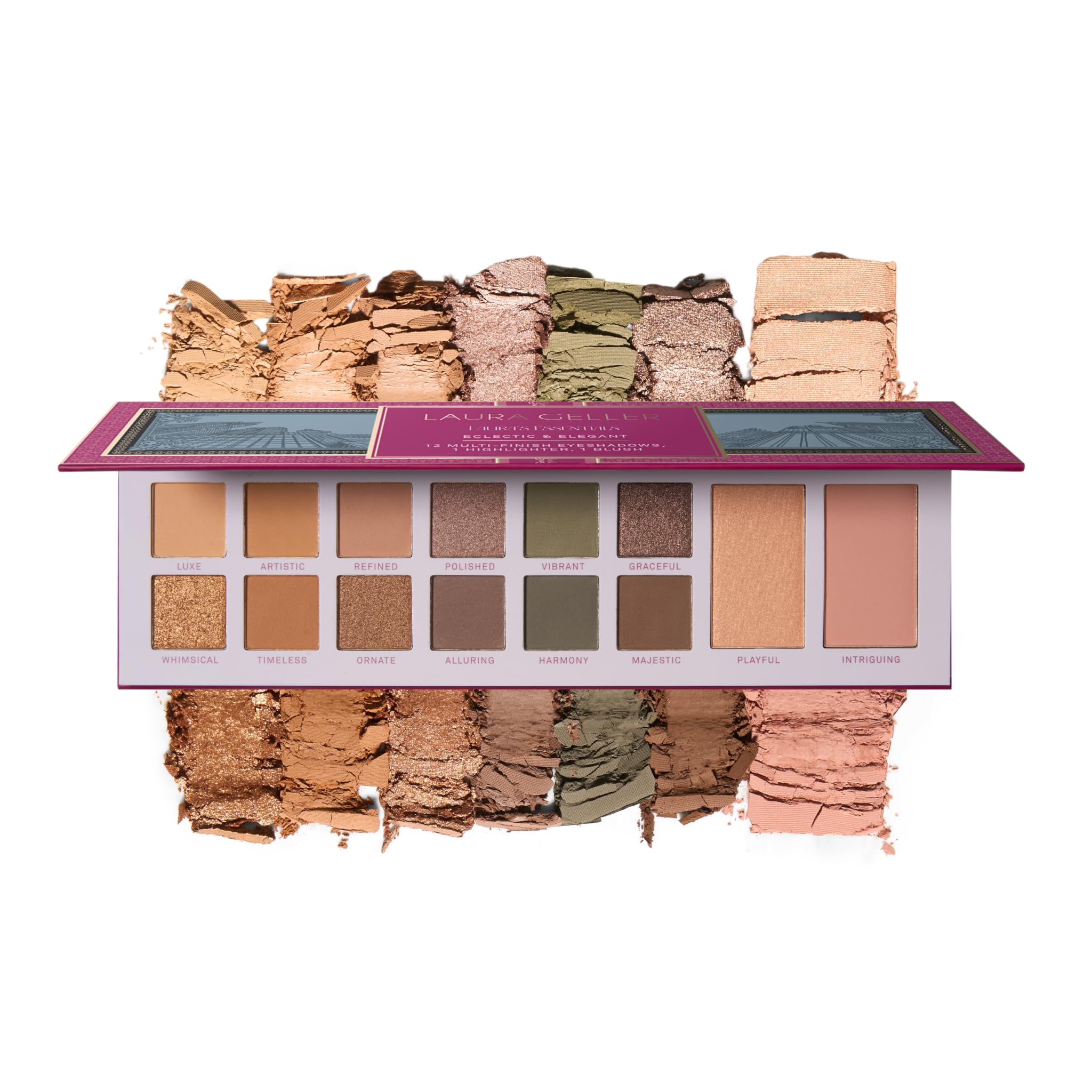 Laura Geller New York Laura's Essentials eyeshadows close-up for versatile daytime-to-night looks.