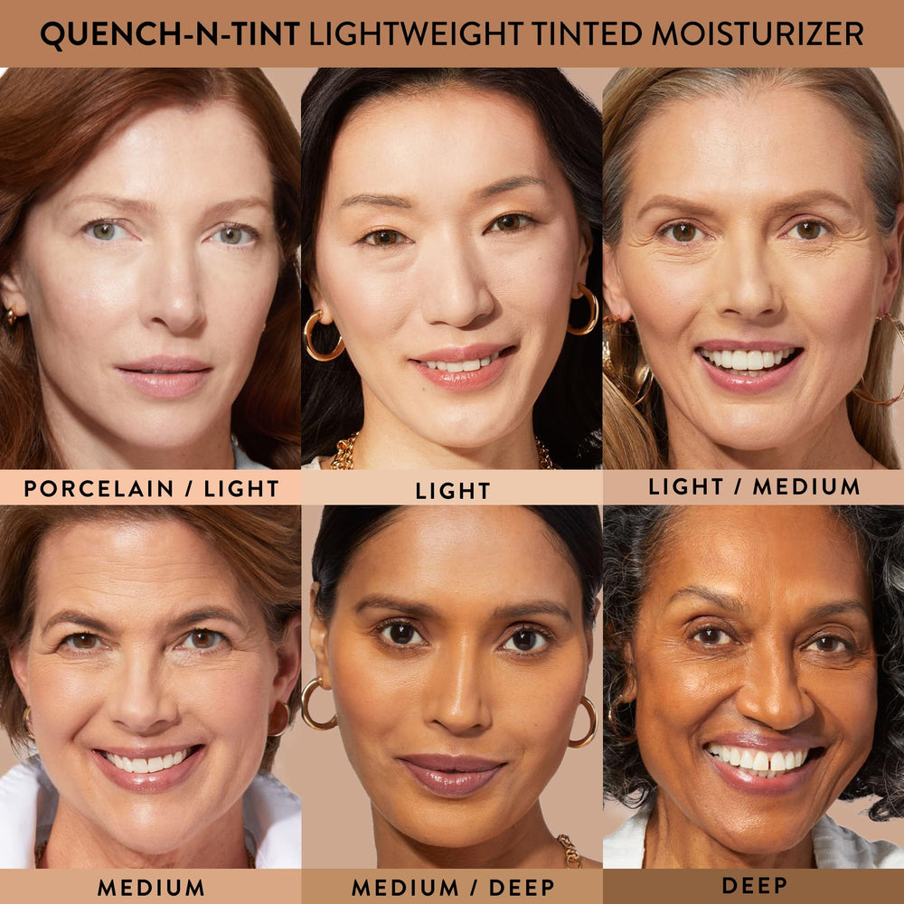 Laura Geller New York Quench-n-Tint cobertura progresiva para un look ligero.