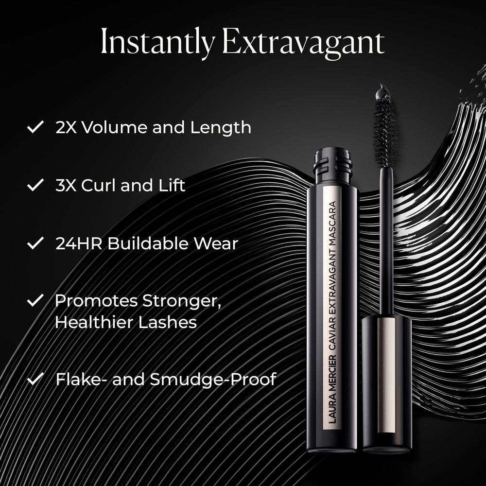 Laura Mercier Caviar Extravagant Mascara: aplicador cepillo facilita una aplicación controlada.
