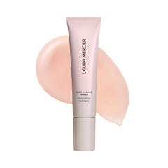 Laura Mercier Pure Canvas Primer en bote con acabado iluminador para maquillaje duradero.