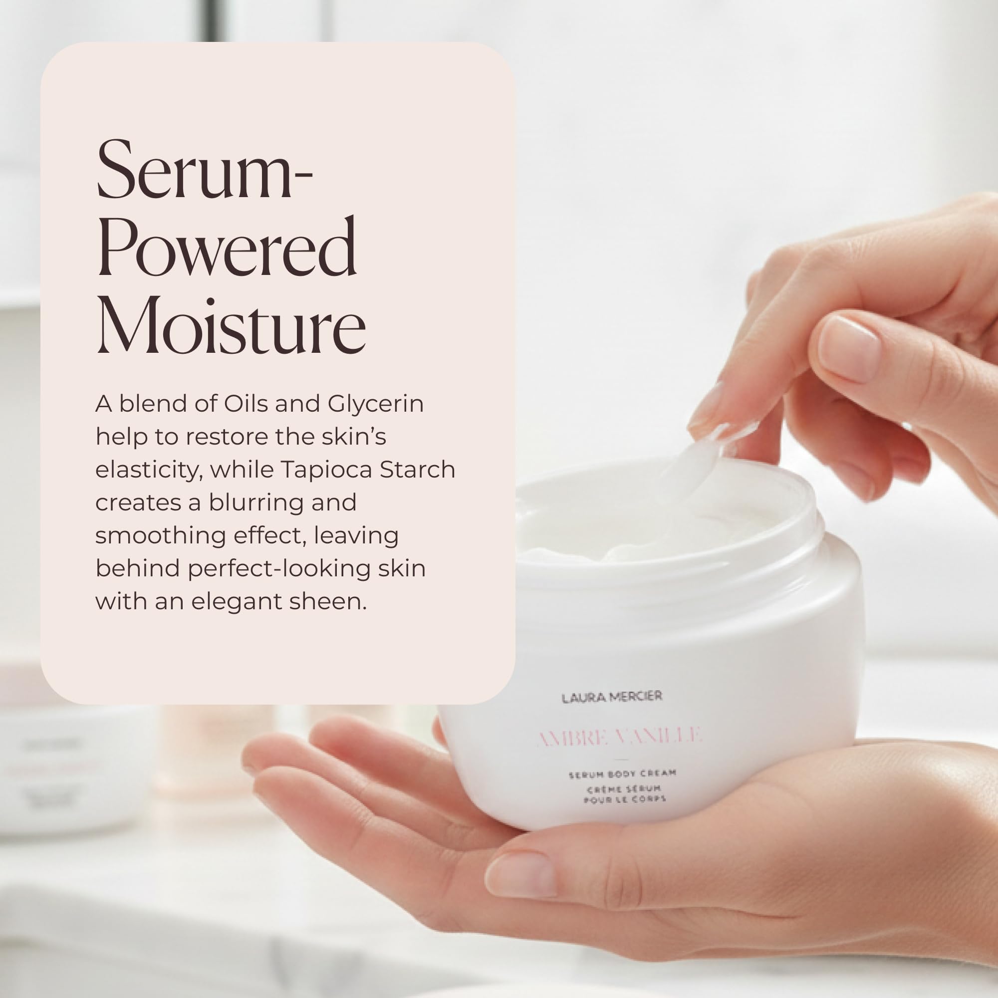 Laura Mercier Serum Body Cream con escualano ayuda a hidratar la piel.