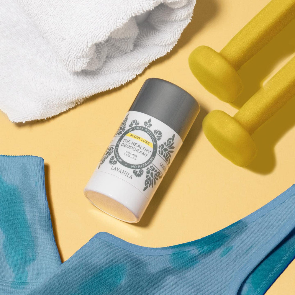 Minimalist packaging of Lavanila Sport Luxe emphasizes clean design.