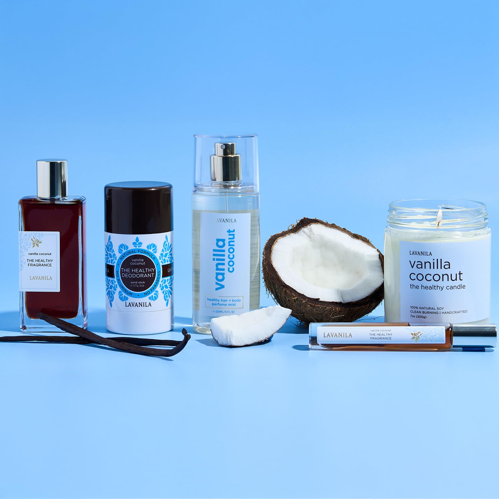 Bruma perfumada LAVANILA: envase cómodo para llevar y piel sensible.