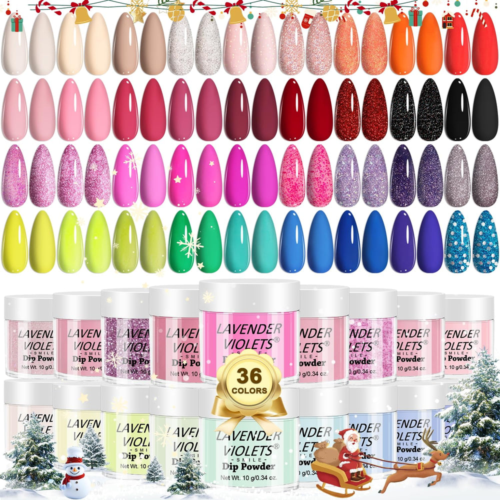 Lavender Violets kit de inmersión 36 colores para uñas brillantes en casa
