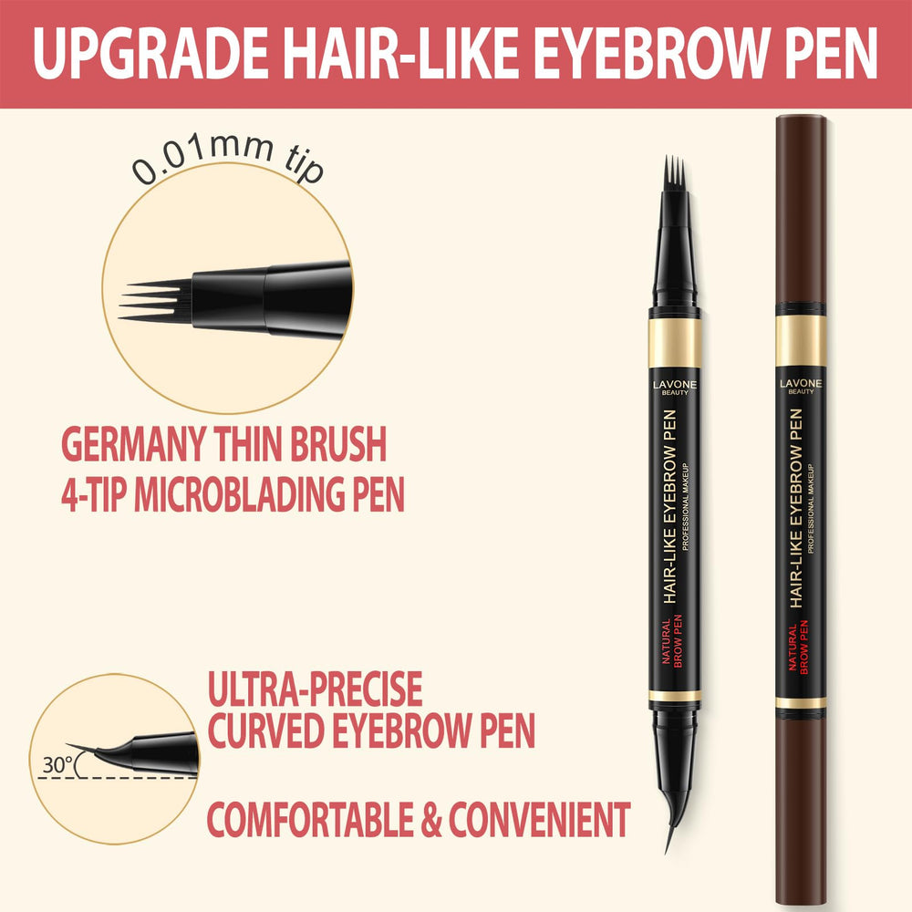 LAVONE Eyebrow Pen curved tip defines brows with precision and control.
