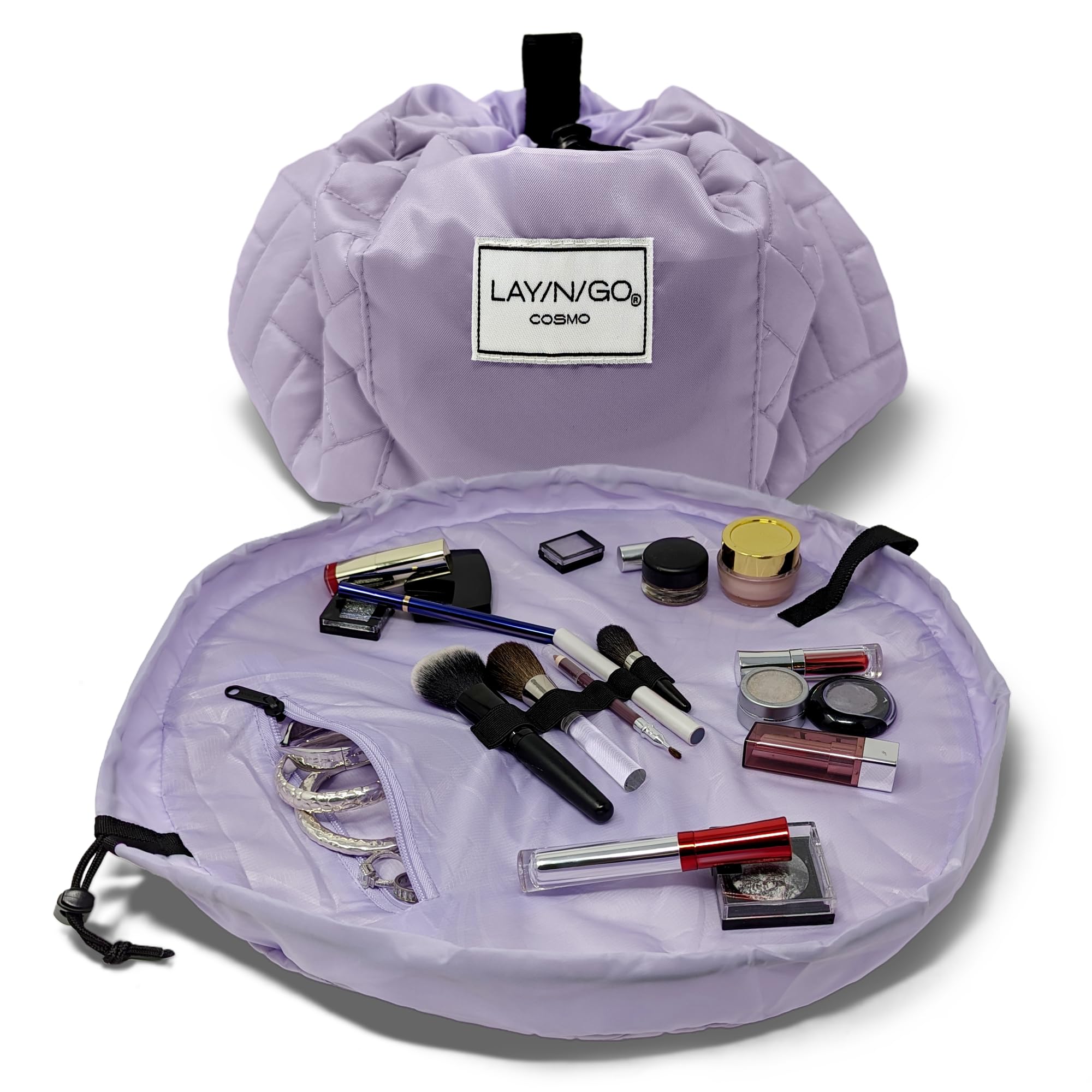 Lay-n-Go Cosmo bolsa cosméticos con cordón facilita acceso rápido a tus productos.