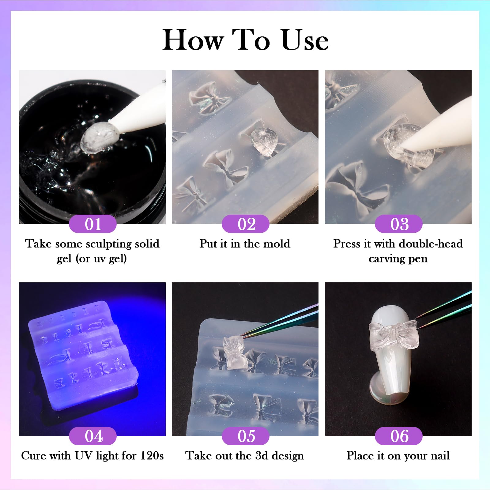 Laza Lazo Nudo: molde 3D para uñas con lazo elegante.