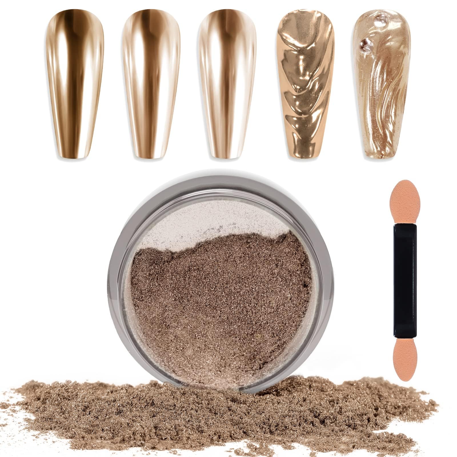 Laza polvo cromado uñas espejos: acabado reflejante para un look profesional.
