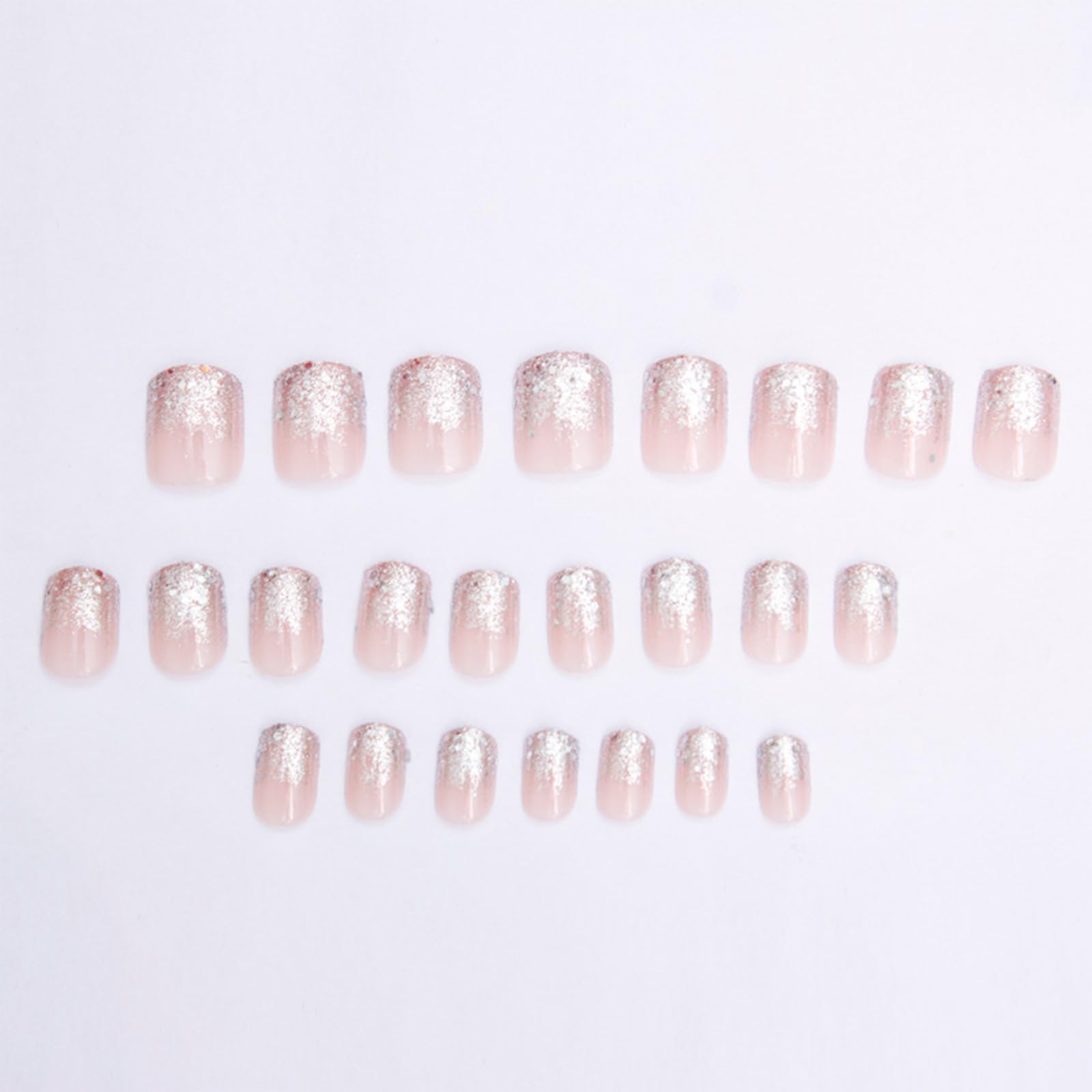 LBPEPAMZ Uñas acrílicas ABS, acabado brillo plata para looks rápidos.