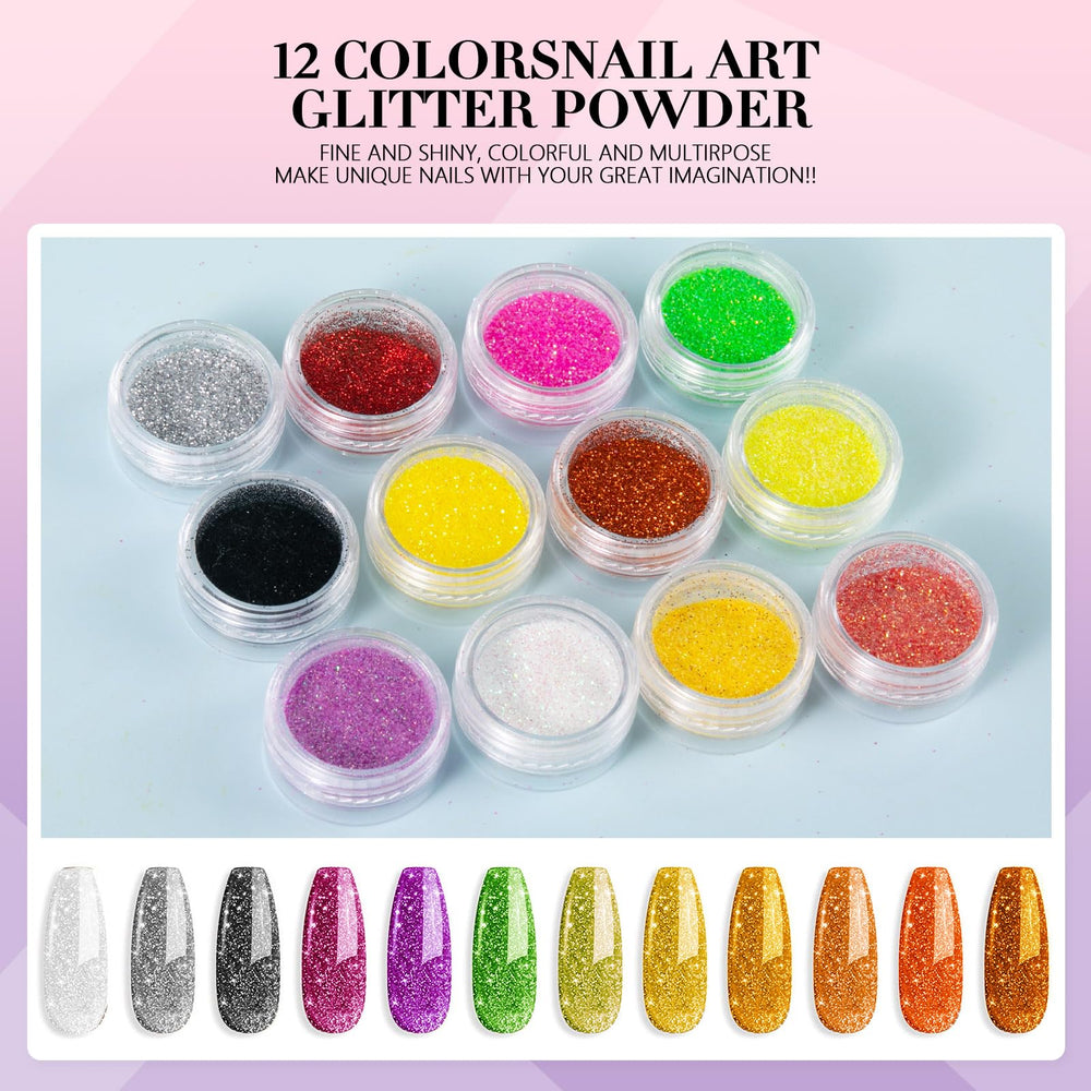 L-Bulice polvos brillo 12 colores para crear estilos únicos.