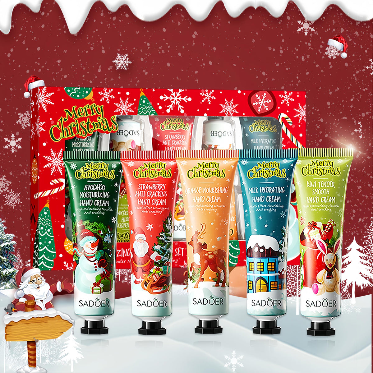 LCDGTJ Set de cremas de manos Navidad, cinco aromas y regalo ideal para ocasiones.