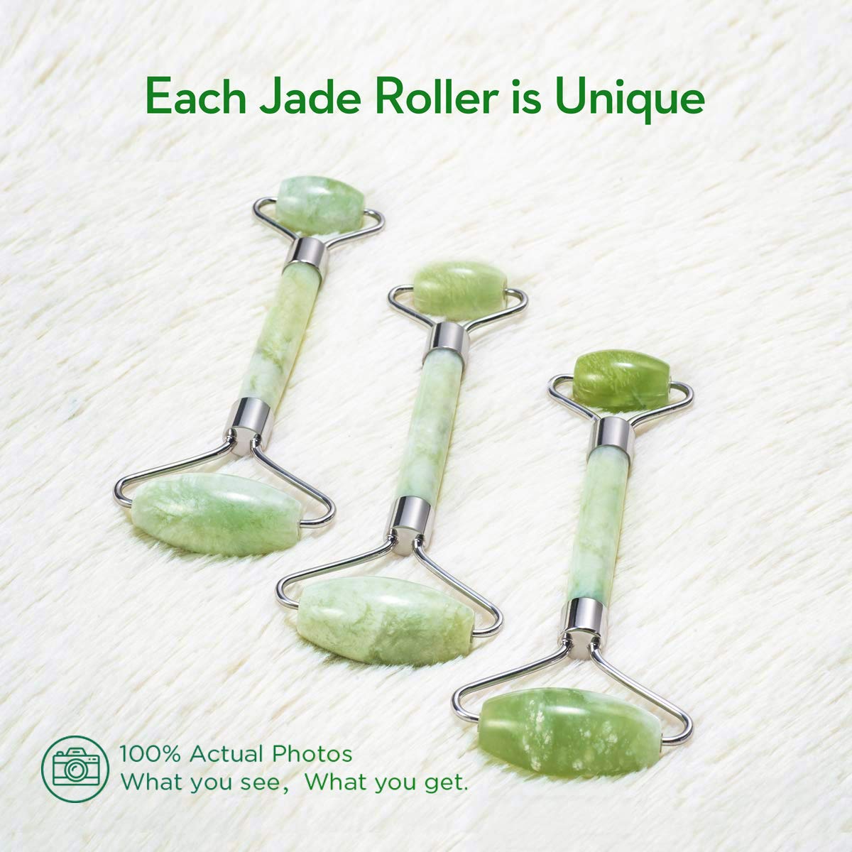 LDREAMAM kimkoo rodillo de jade en manos para masaje facial suave.