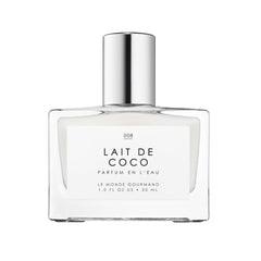 Frasco de Le Monde Gourmand Lait de Coco, aroma cremoso para uso diario.