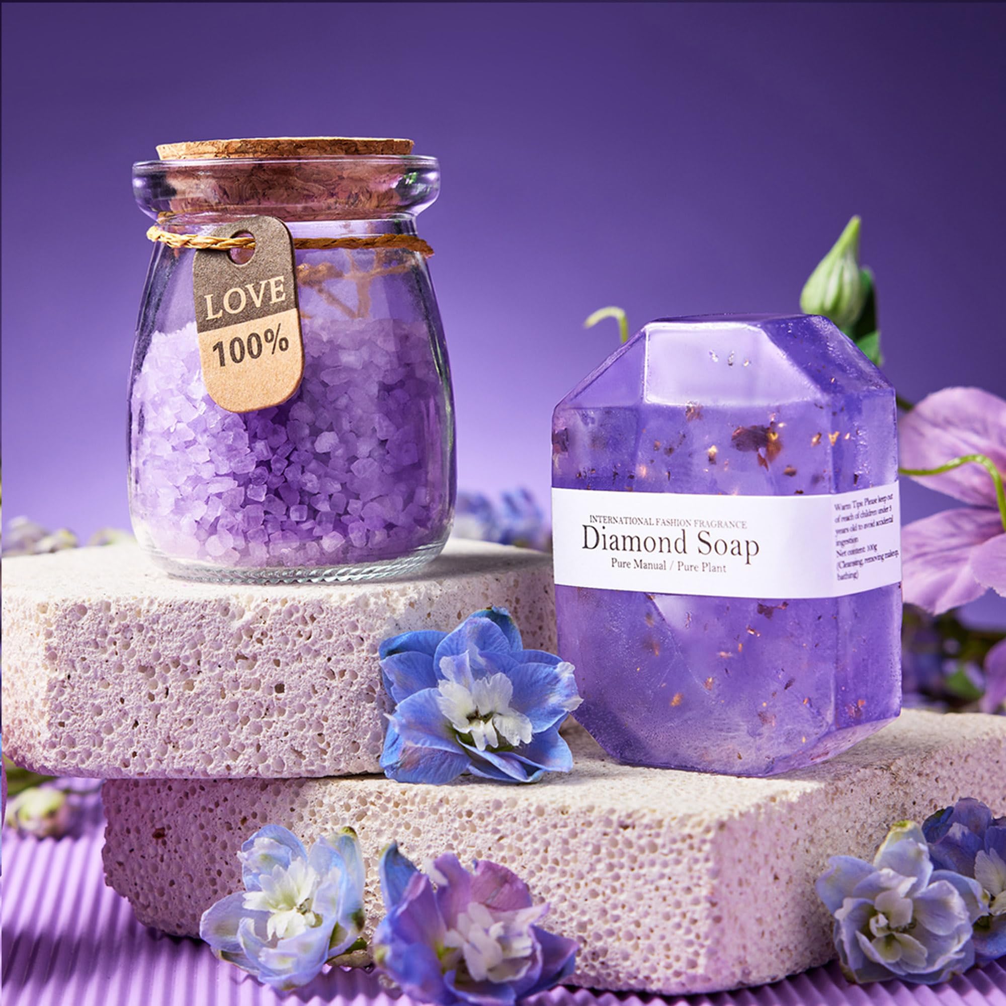 LE CADEAU bombas de baño lavanda: exfoliación suave para un spa en casa
