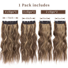 LEEONS extensiones con broches, 20 pulgadas ondulado, fijación segura para uso cotidiano.