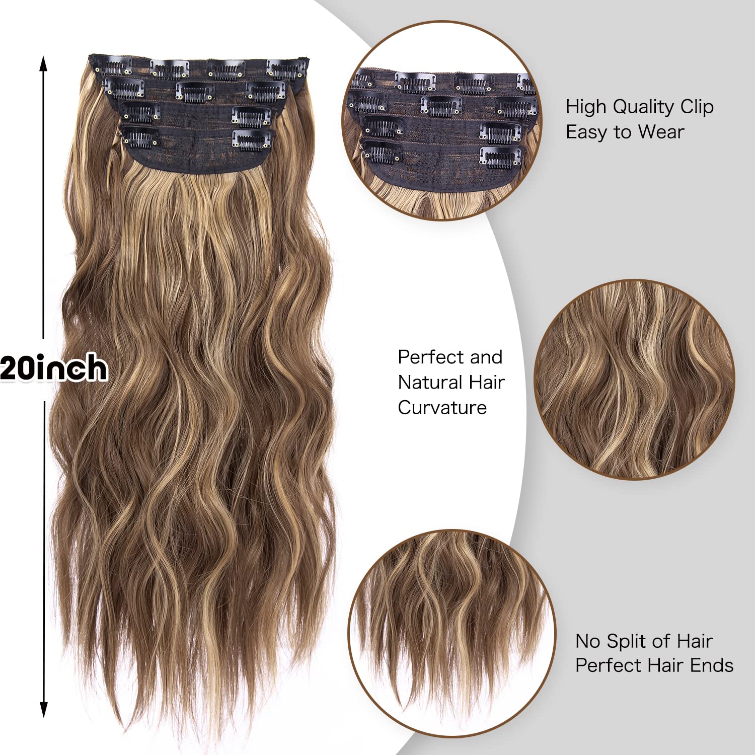 LEEONS extensiones con broches, color estable para cambios de look rápidos.