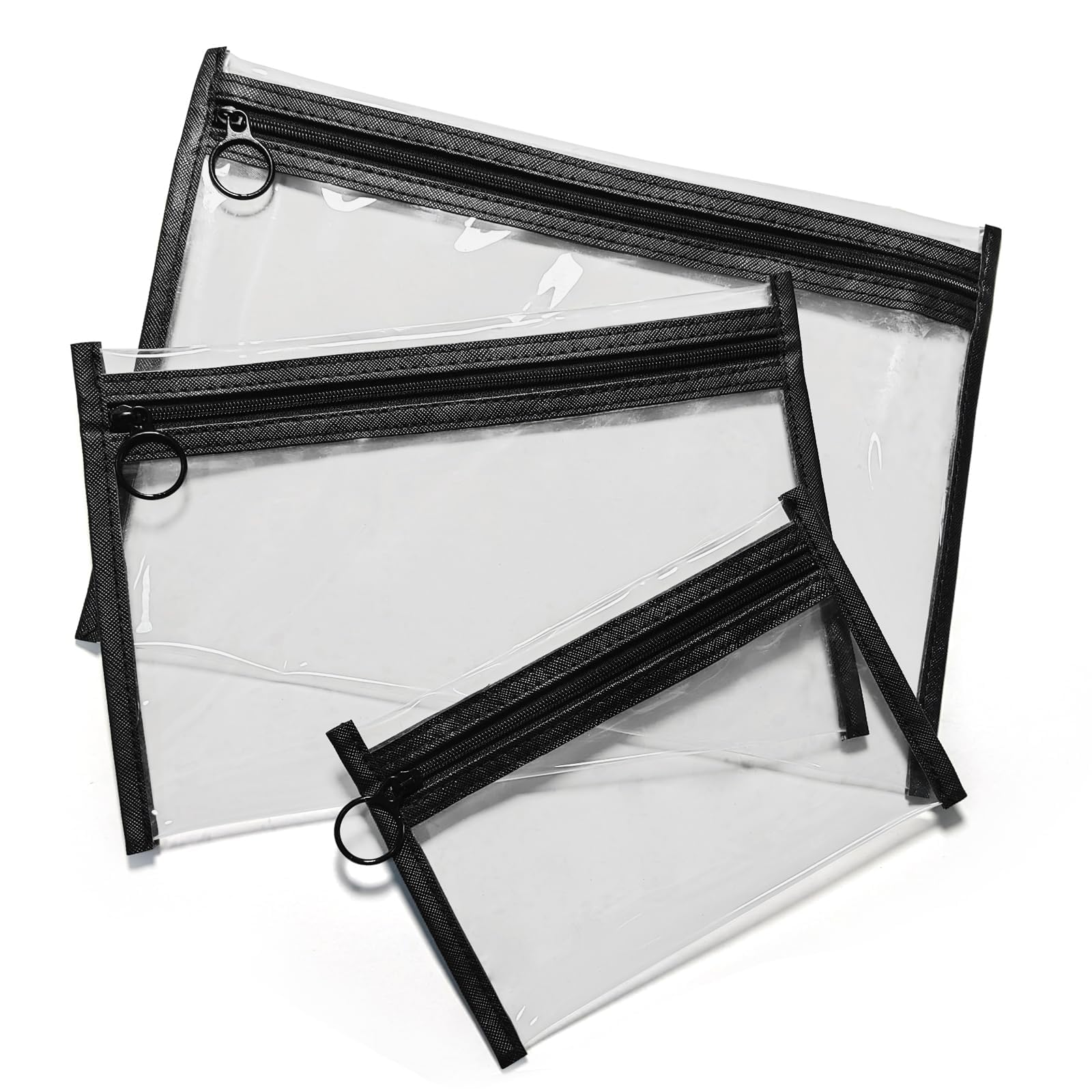 Bolsas Leevanoo transparentes con tres piezas para maquillaje y accesorios, organización fácil.