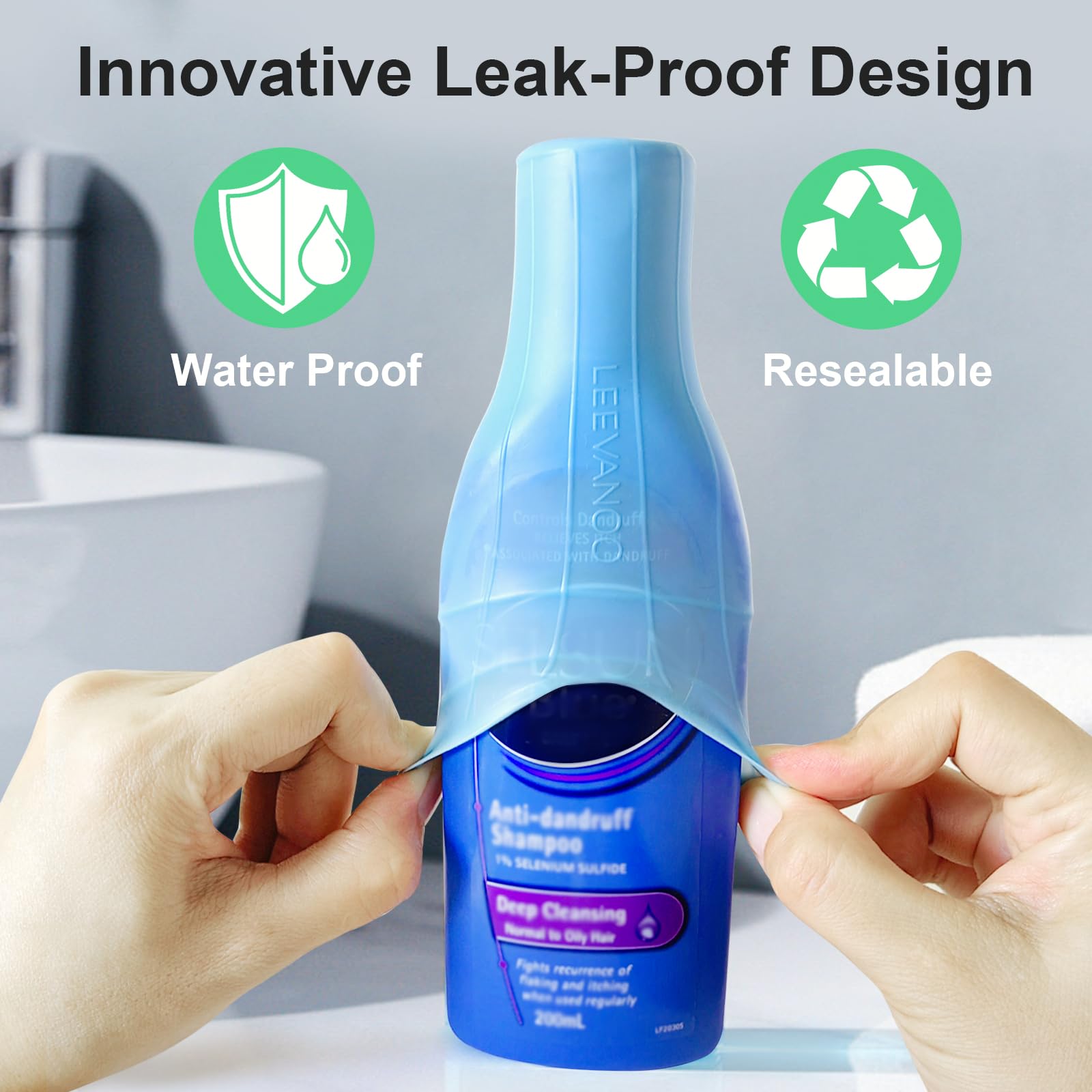 Leevanoo cubiertas de silicona multi-tamano para botellas de viaje.