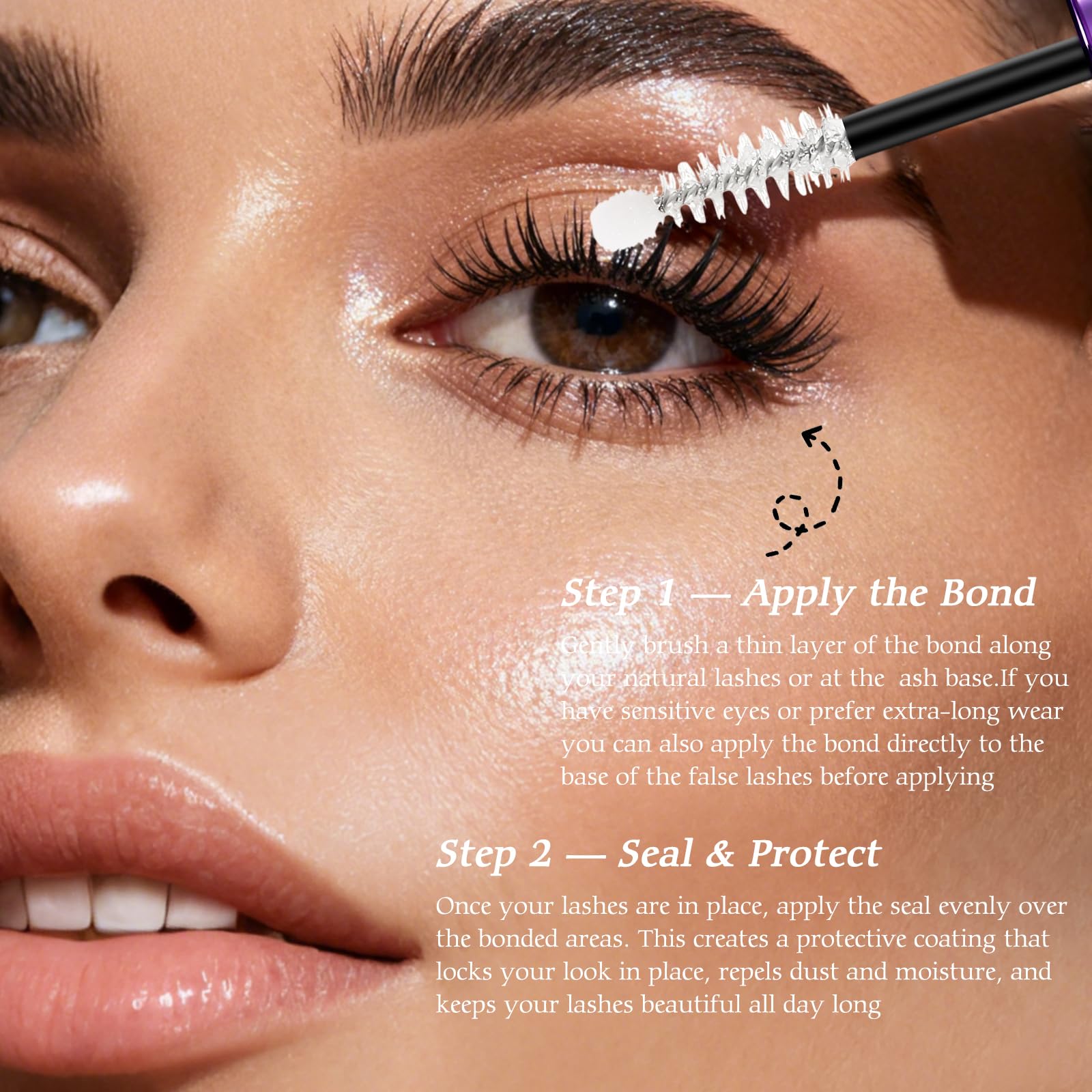 Aplicación suave y sin grumos con Leidyann Lash Cluster Bond & Seal.