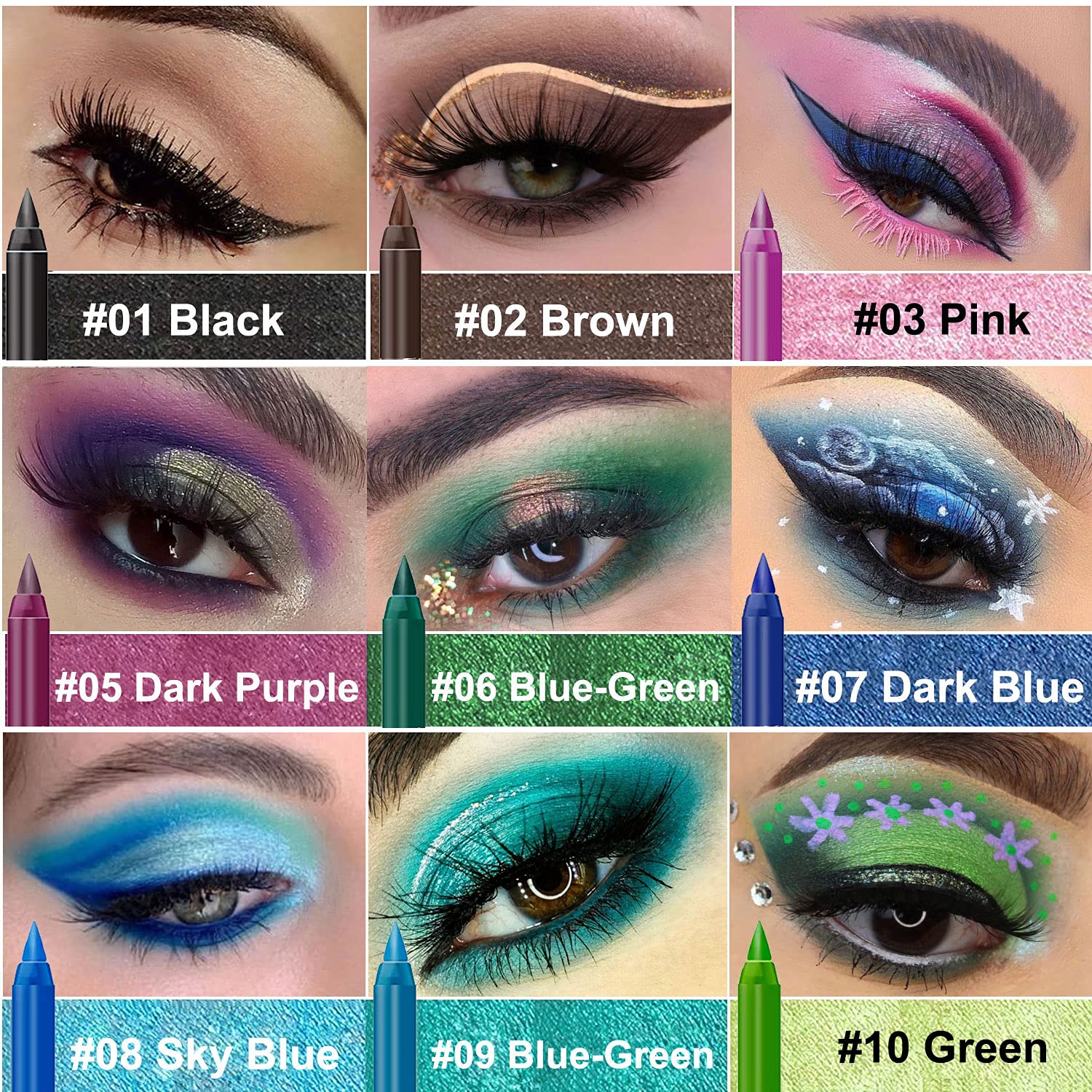 LemonSac pearl and matte eyeliner colors for versatile finishes in smoky or defined looks.
