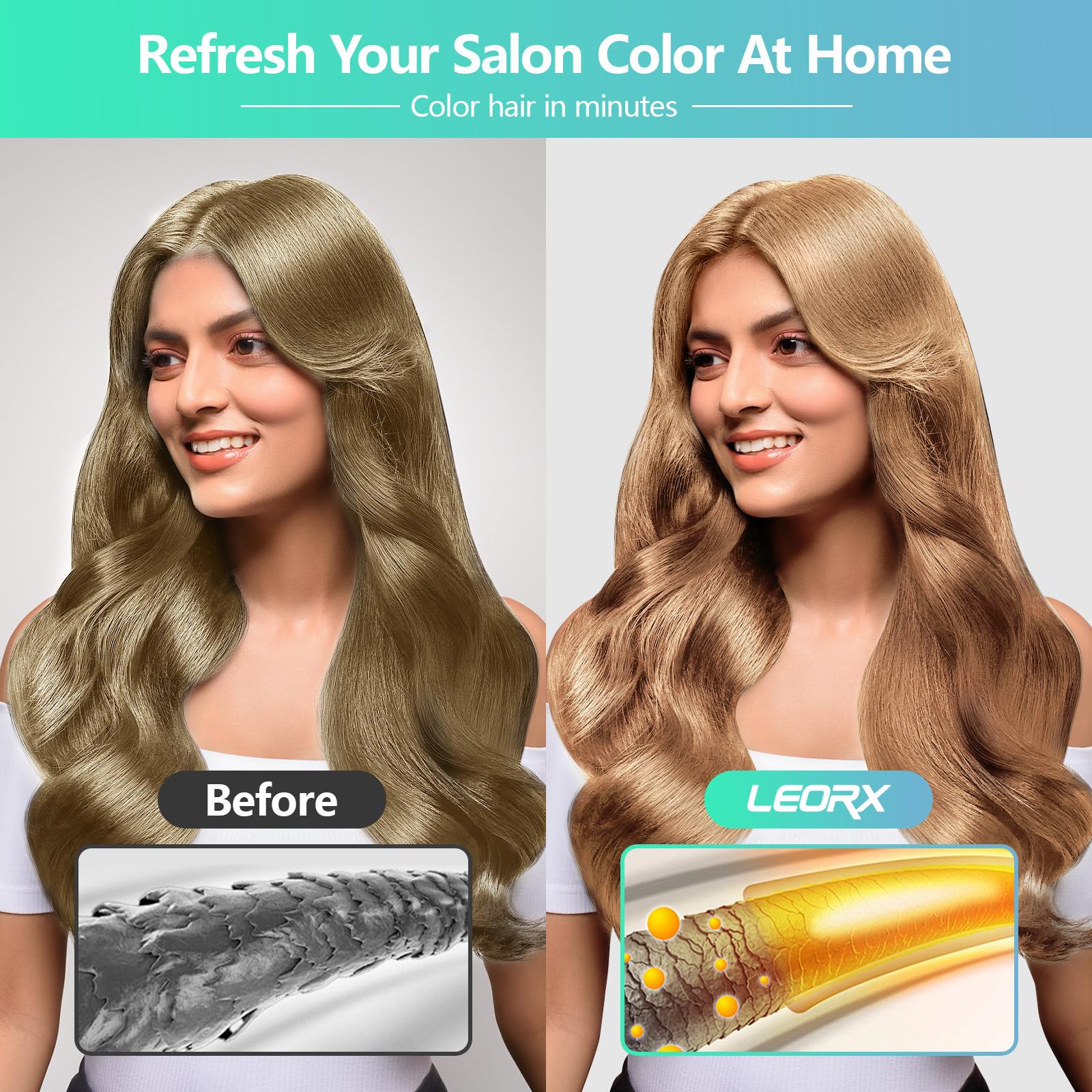 Resultado de color intenso y brillo natural con leorx 3 en 1.