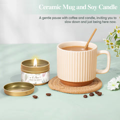 Taza cerámica Lepiche con cuchara, ideal para bebidas cálidas.