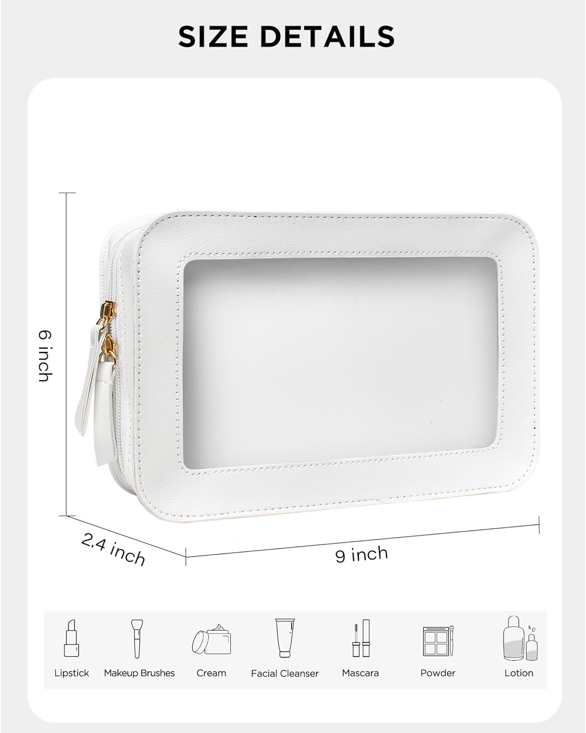 LETGO organizador maquillaje transparente en PVC, práctico para pasar el control TSA.