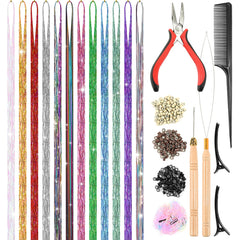 Leuceiy purpurina para cabello, 12 colores, 48 pulgadas, brillo para fiestas.