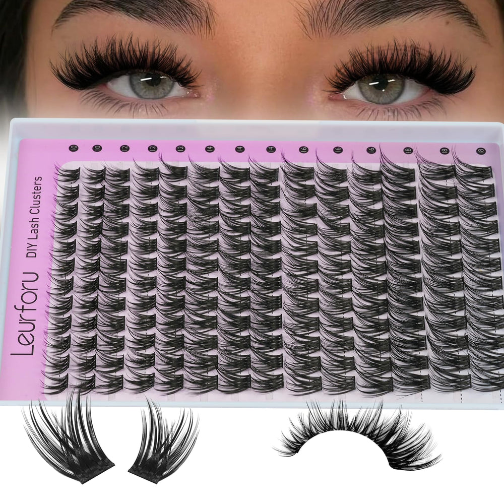 Leurforu pestañas agrupadas naturales 10-18 mm para un look suave
