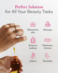 Aplicación en la piel con aceite de jojoba para suavidad y humectación.