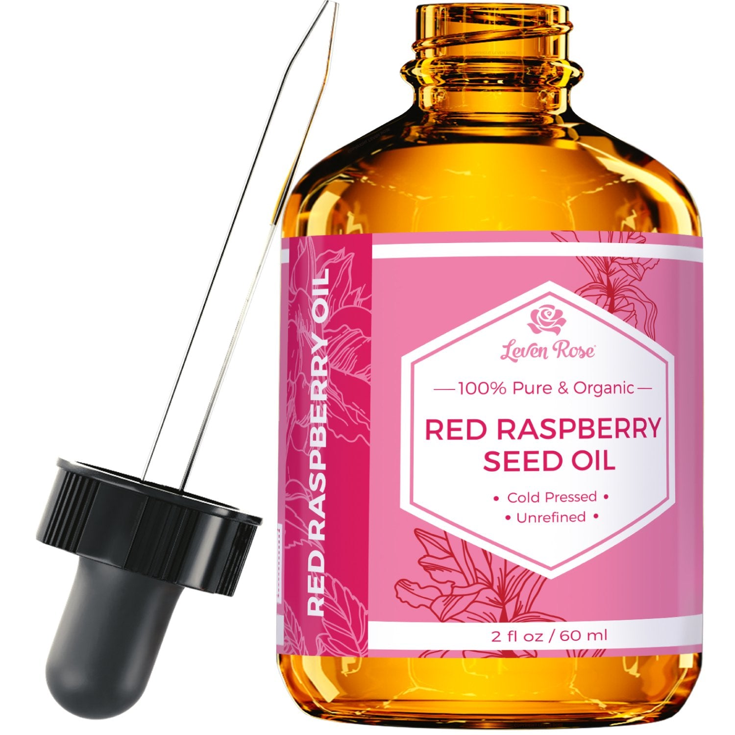 Leven Rose aceite de semilla de frambuesa roja para hidratación facial y de manos.