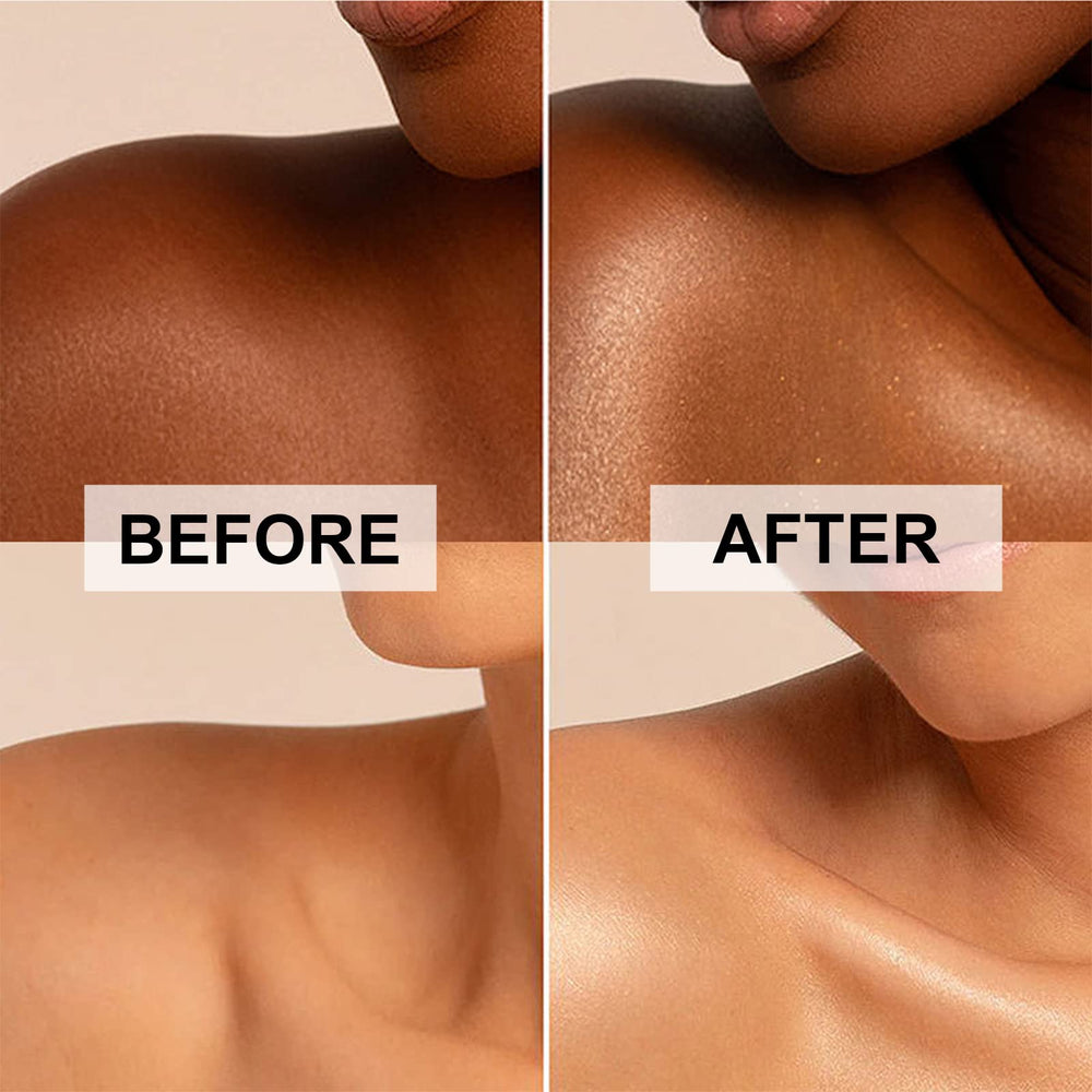 Lezero Body Shimmer Oil Rose Gold swirl enhances natural warmth on skin