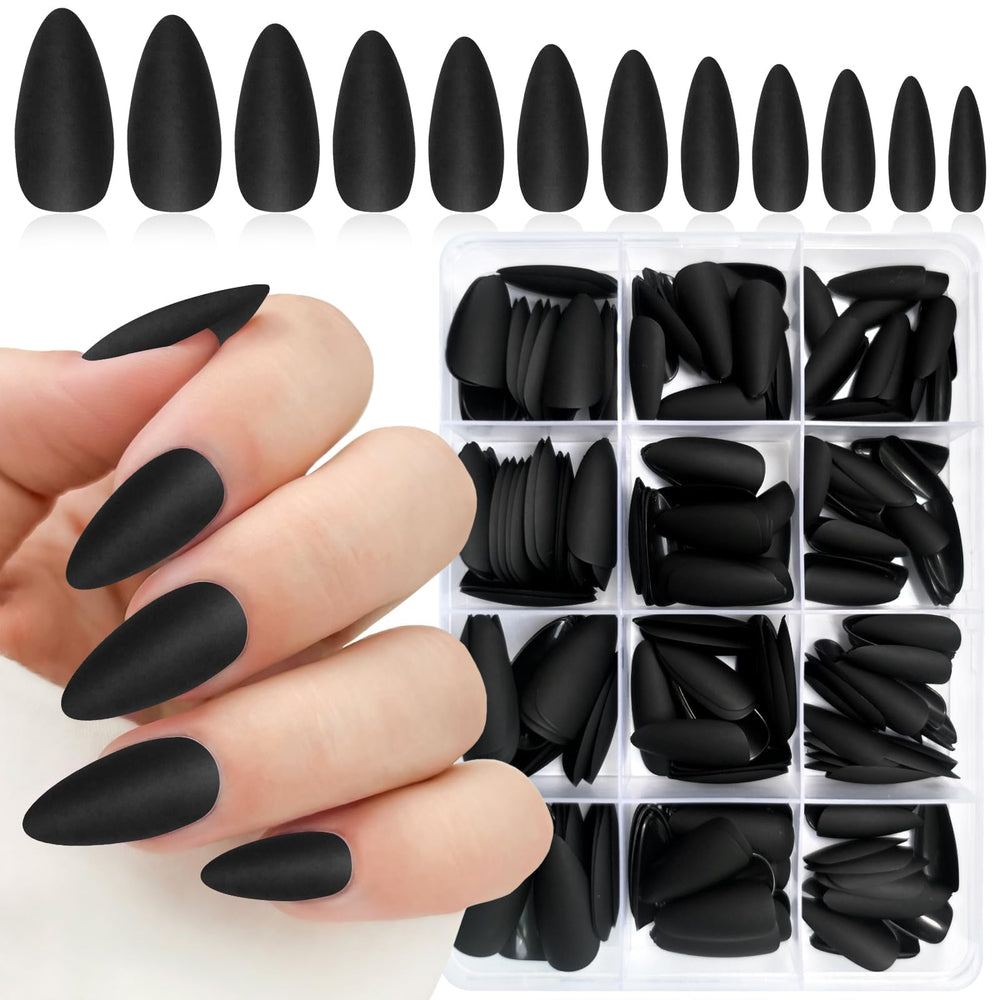 Lifextol uñas postizas almendra mate negro, aspecto natural en las uñas