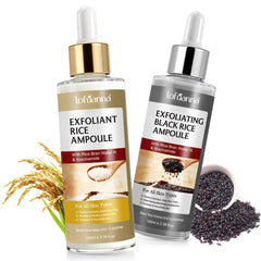 Liiutry Glow Rice Ampoule Duo: botella blanca para exfoliación suave facial y corporal