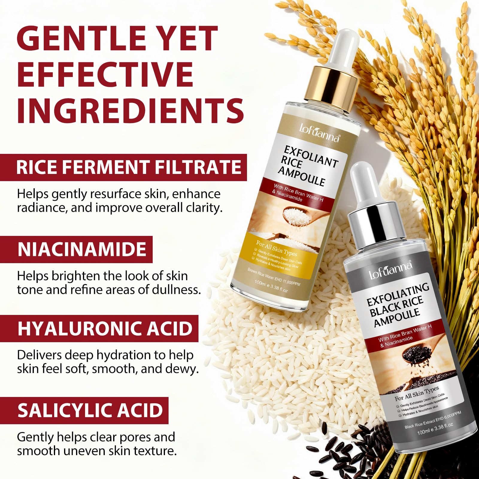 Liiutry Glow Rice Ampoule Duo: botella negra para purificar poros y controlar grasa