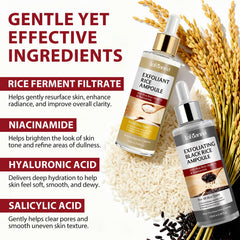 Liiutry Glow Rice Ampoule Duo: botella negra para purificar poros y controlar grasa