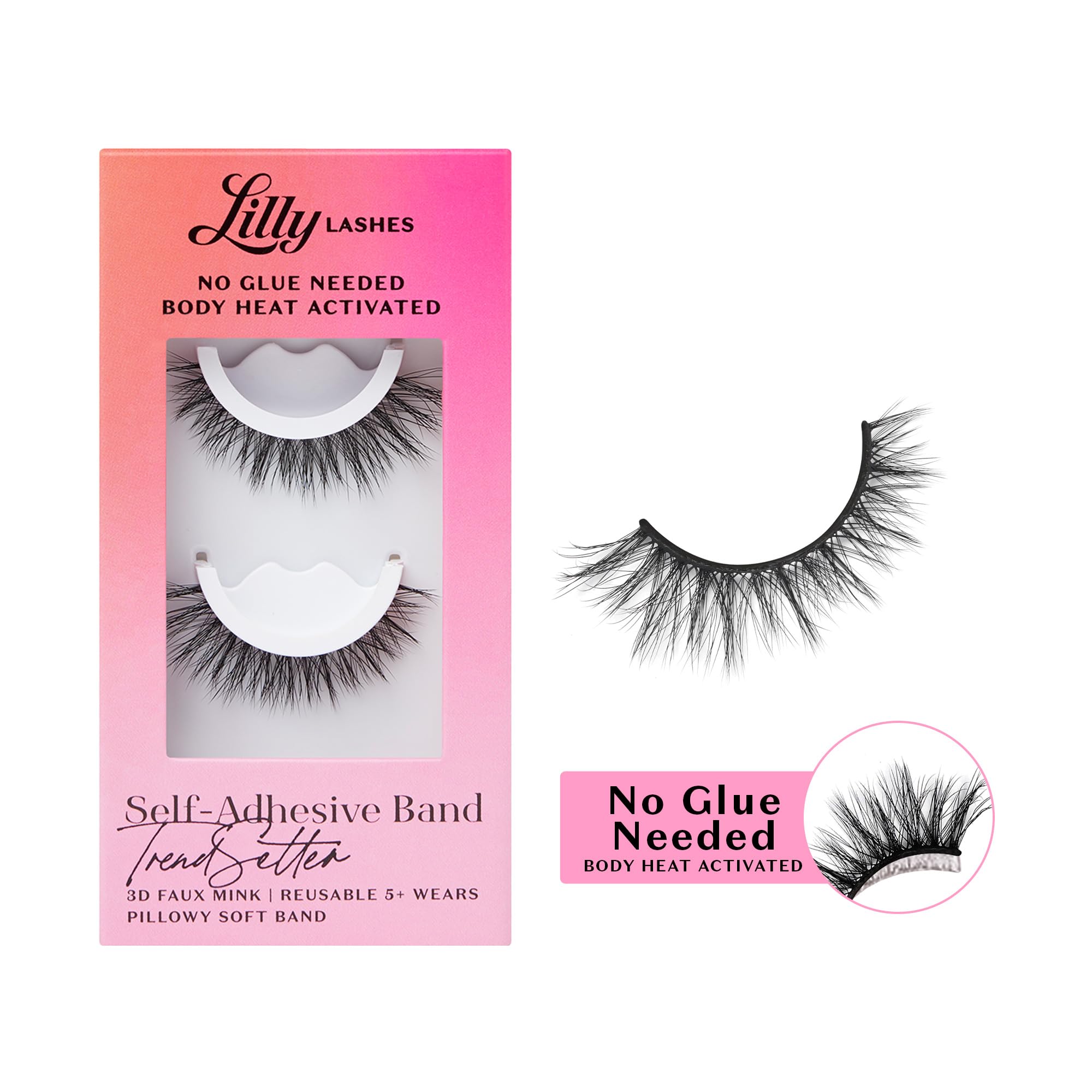 Lilly Lashes 3D banda autoadhesiva para aplicación rápida sin pegamento.